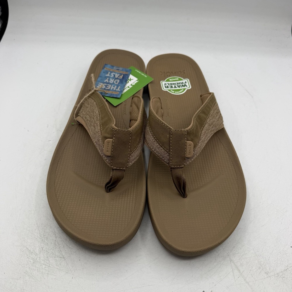 Sanuk Cosmic Seas Mesh Flip Flops Mens Sz 13 Tan Brown Thong Sandals 1152872 NWT - Picture 5 of 11